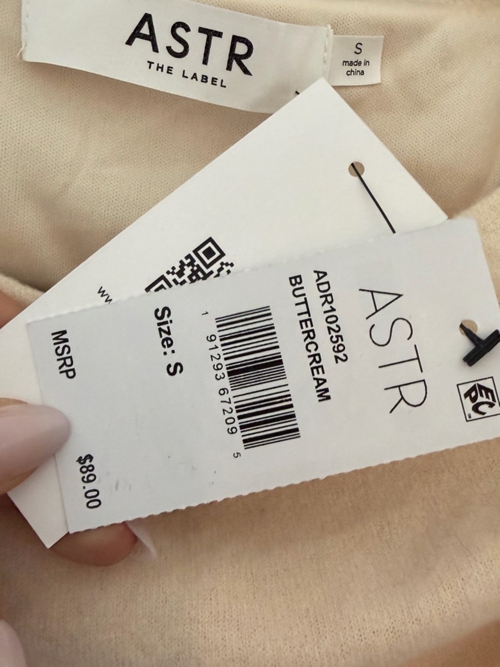 Astr Strapless Cream Midi Dress with Side Ruched Detail - Picture 2 of 3